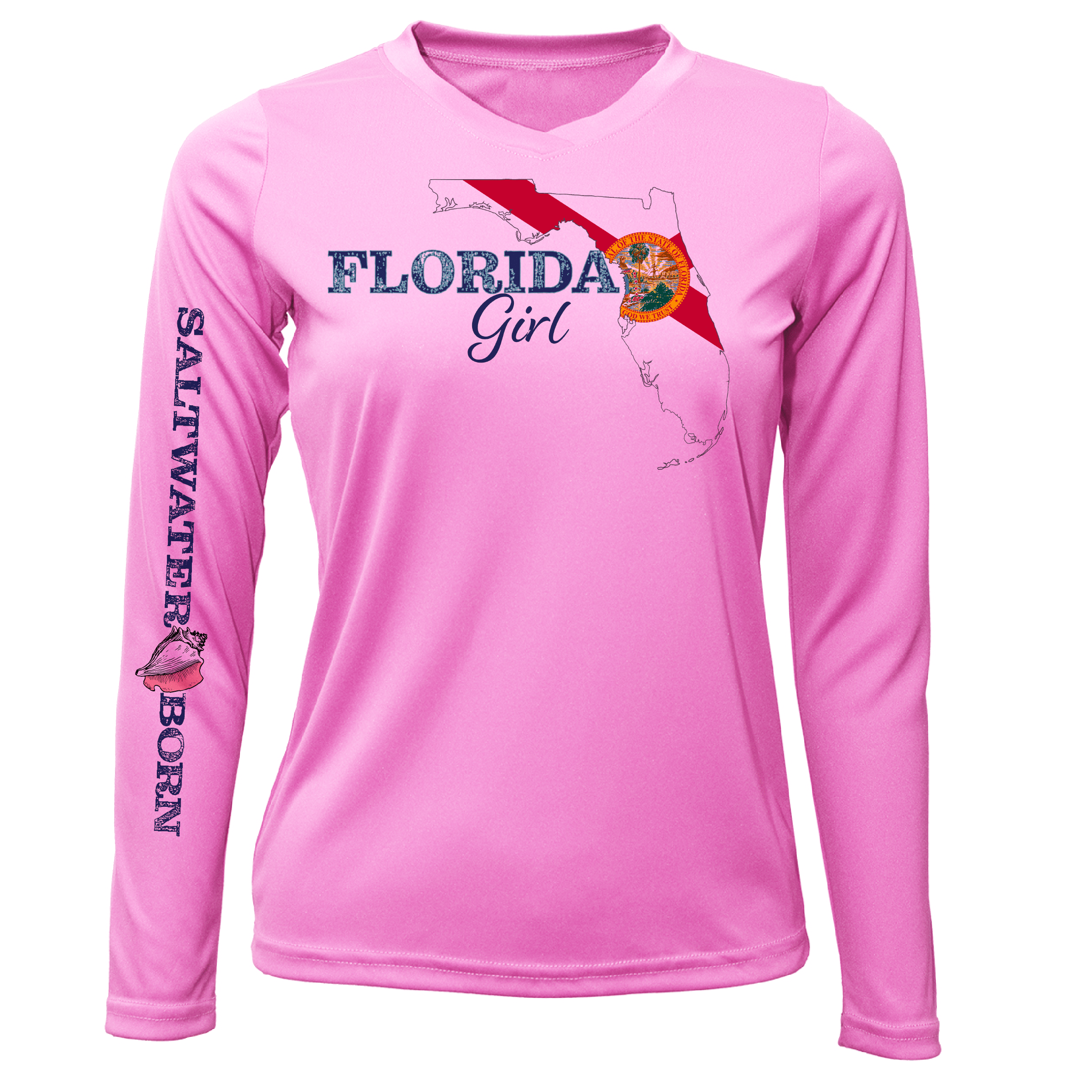 Saltwater Born UPF 50+ Long Sleeve Key West Florida Girl Long Sleeve UPF 50+ Dry-Fit Shirt