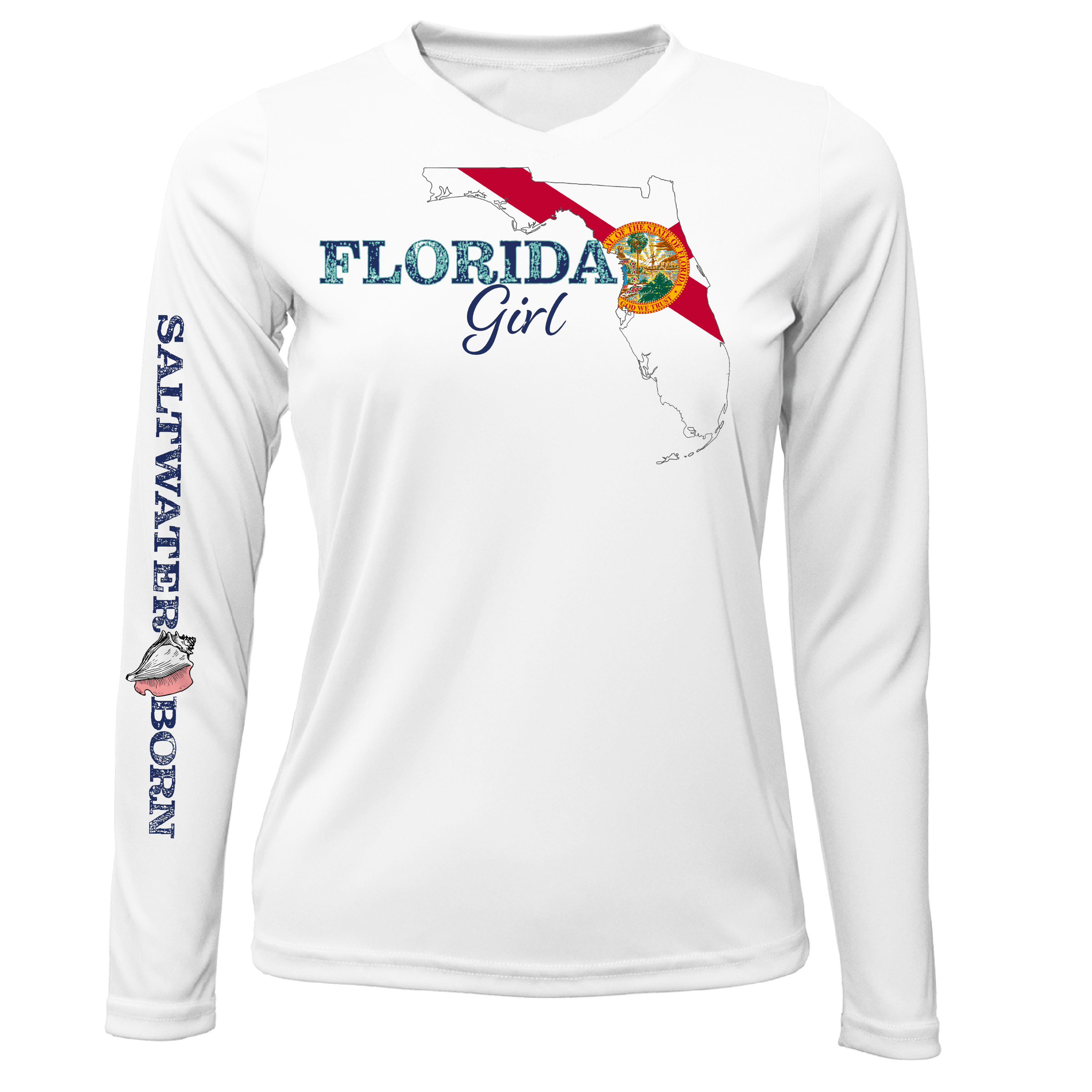 Saltwater Born UPF 50+ Long Sleeve Key West Florida Girl Long Sleeve UPF 50+ Dry-Fit Shirt