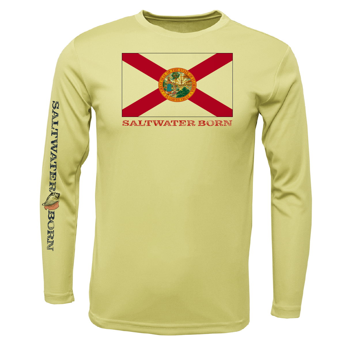 Saltwater Born UPF 50+ Long Sleeve M / CANARY Key West, FL Florida Flag Long Sleeve UPF 50+ Dry-Fit Shirt