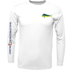 Saltwater Born UPF 50+ Long Sleeve M / WHITE Key West, FL Mahi on Chest Long Sleeve UPF 50+ Dry-Fit Shirt