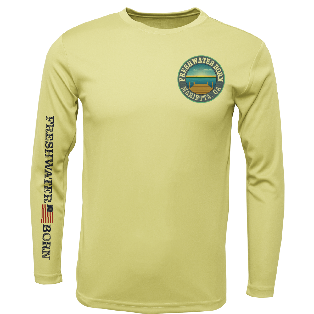 Saltwater Born UPF 50+ Long Sleeve Marietta, GA Freshwater Born Largemouth Bass Men's Long Sleeve UPF 50+ Dry-Fit Shirt