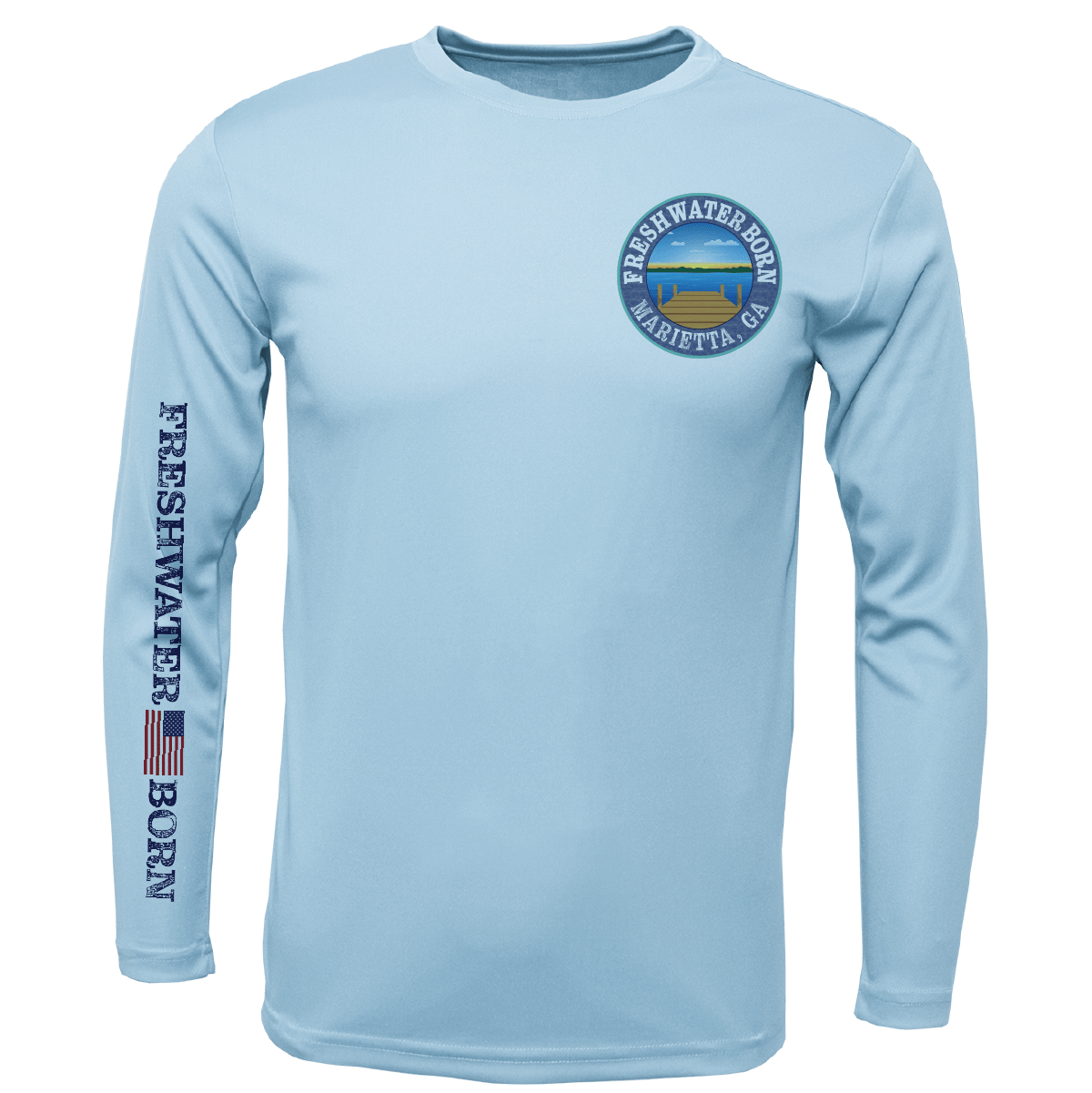 Saltwater Born UPF 50+ Long Sleeve Marietta, GA Freshwater Born Largemouth Bass Men's Long Sleeve UPF 50+ Dry-Fit Shirt