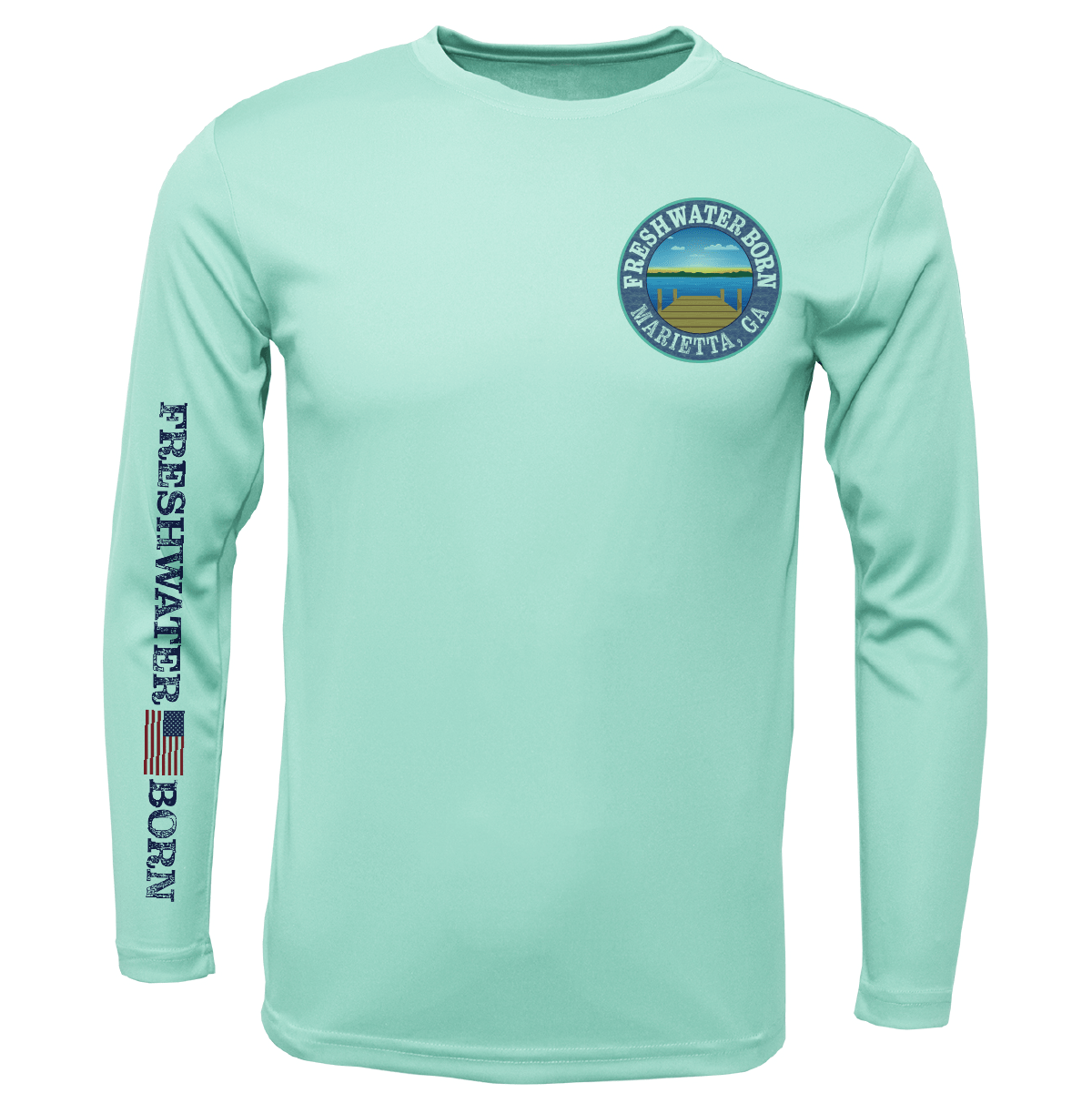 Saltwater Born UPF 50+ Long Sleeve Marietta, GA Freshwater Born Largemouth Bass Men's Long Sleeve UPF 50+ Dry-Fit Shirt