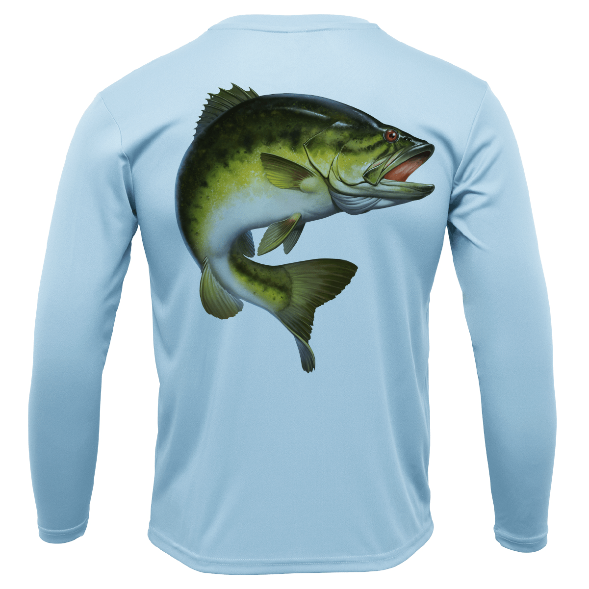 Marietta, Ga Freshwater Born Largemouth Bass Men's Long Sleeve UPF 50+ Dry-Fit Shirt in Silver | Size Large