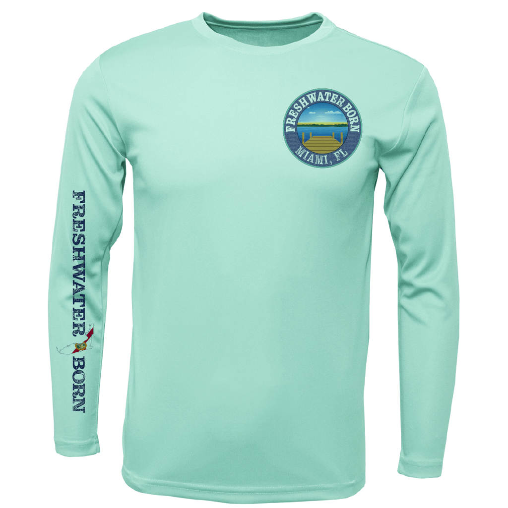 Saltwater Born UPF 50+ Long Sleeve Miami, FL Freshwater Born Peacock Bass Men's Long Sleeve UPF 50+ Dry-Fit Shirt