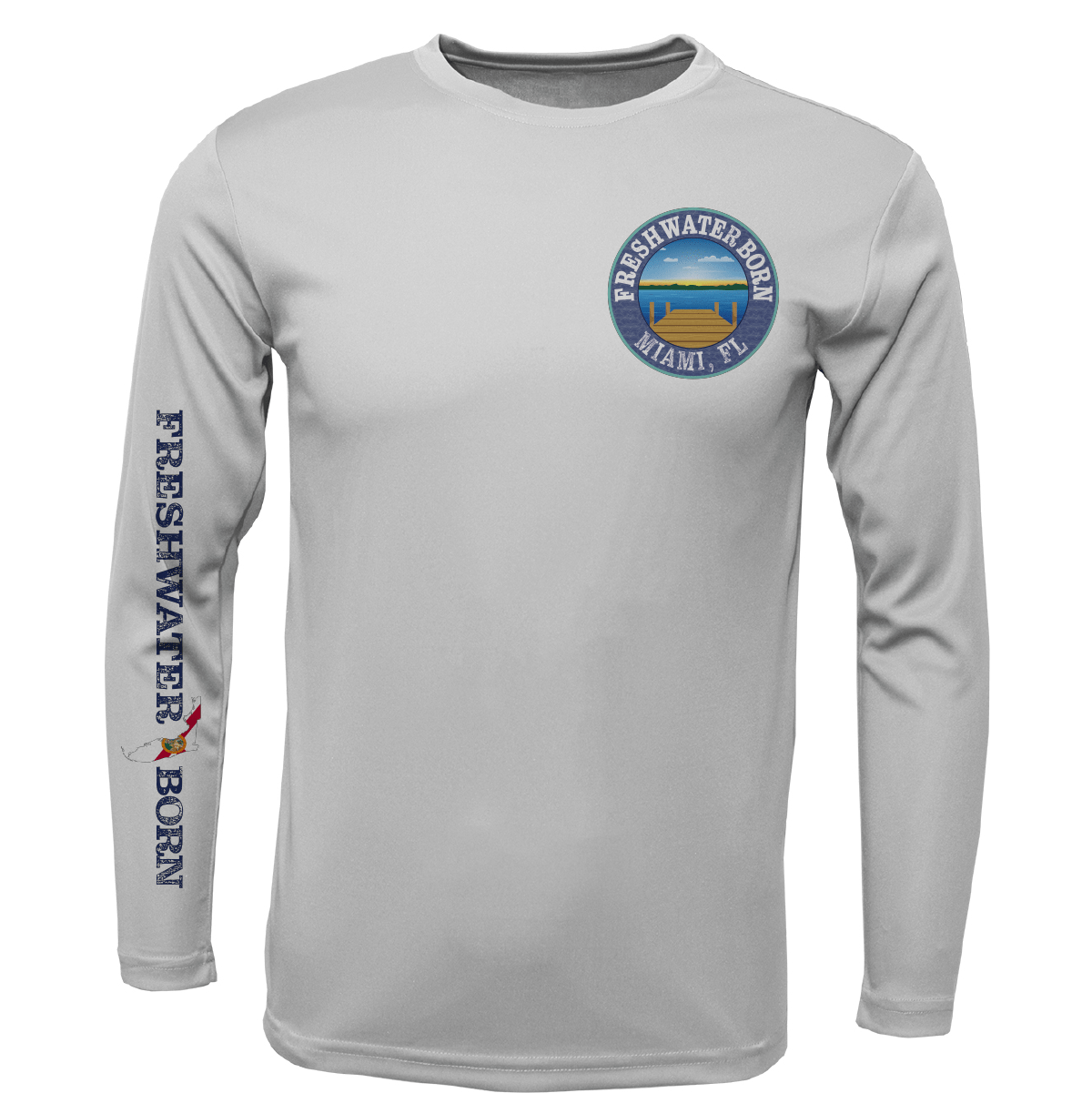 Saltwater Born UPF 50+ Long Sleeve Miami, FL Freshwater Born Peacock Bass Men's Long Sleeve UPF 50+ Dry-Fit Shirt