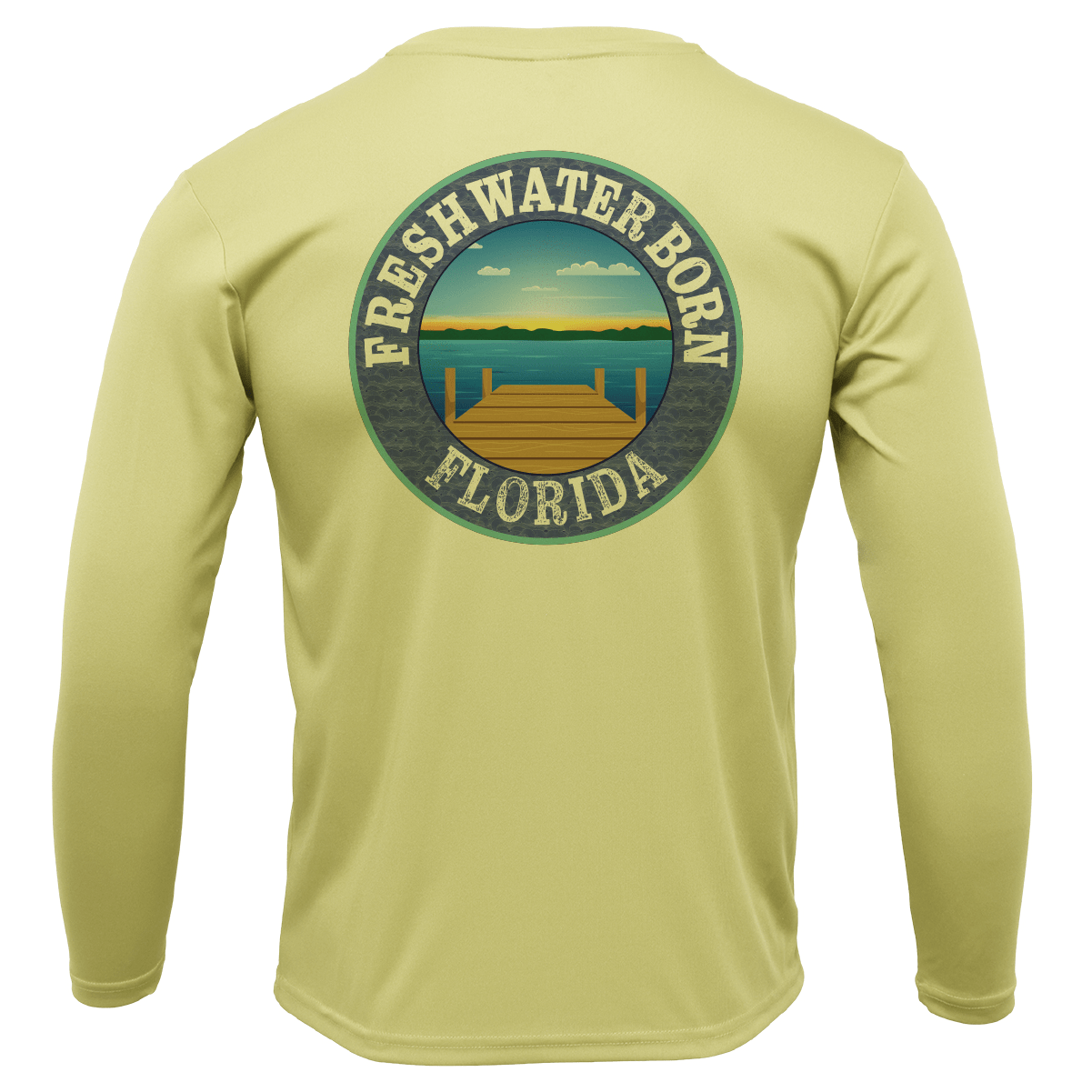 Saltwater Born UPF 50+ Long Sleeve Miami Orange and Green Freshwater Born Men's Long Sleeve UPF 50+ Dry-Fit Shirt