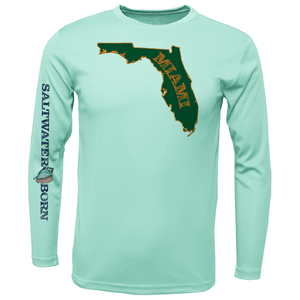 Saltwater Born UPF 50+ Long Sleeve Miami Orange and Green Key West, FL Long Sleeve UPF 50+ Dry-Fit Shirt