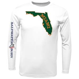 Saltwater Born UPF 50+ Long Sleeve Miami Orange and Green Key West, FL Long Sleeve UPF 50+ Dry-Fit Shirt