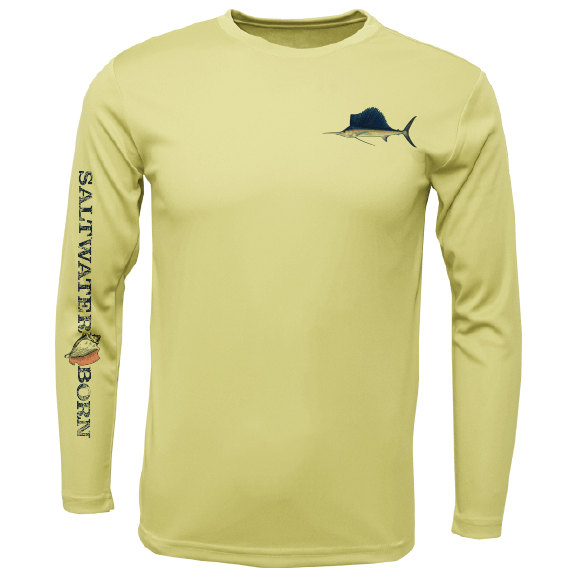 Saltwater Born UPF 50+ Long Sleeve S / CANARY Clean Sailfish Long Sleeve UPF 50+ Dry-Fit Shirt