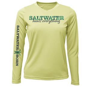 Saltwater Born UPF 50+ Long Sleeve S / CANARY Key West, FL "Saltwater Heals Everything" Long Sleeve UPF 50+ Dry-Fit Shirt