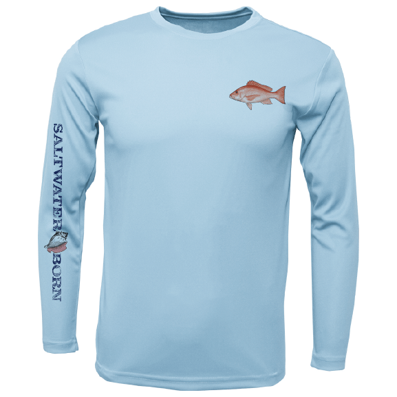 Saltwater Born UPF 50+ Long Sleeve S / ICE BLUE Clean Snapper Long Sleeve UPF 50+ Dry-Fit Shirt
