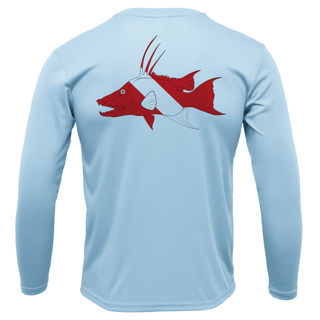 Saltwater Born UPF 50+ Long Sleeve S / ICE BLUE Florida Keys Hogfish Diver
