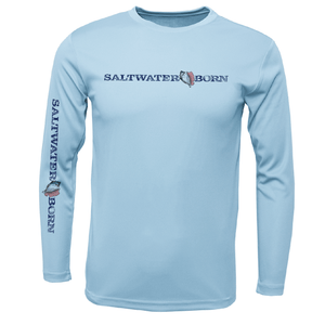 Saltwater Born UPF 50+ Long Sleeve S / ICE BLUE Key West, FL Saltwater Born Linear Logo Long Sleeve UPF 50+ Dry-Fit Shirt