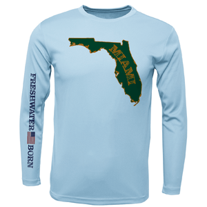 Saltwater Born UPF 50+ Long Sleeve S / ICE BLUE Miami Orange and Green Freshwater Born Men's Long Sleeve UPF 50+ Dry-Fit Shirt