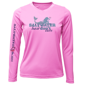 Saltwater Born UPF 50+ Long Sleeve S / PINK Key West, FL "Saltwater Hair...Don't Care" Long Sleeve UPF 50+ Dry-Fit Shirt