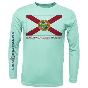 Saltwater Born UPF 50+ Long Sleeve S / SEAFOAM Key West, FL Florida Flag Long Sleeve UPF 50+ Dry-Fit Shirt