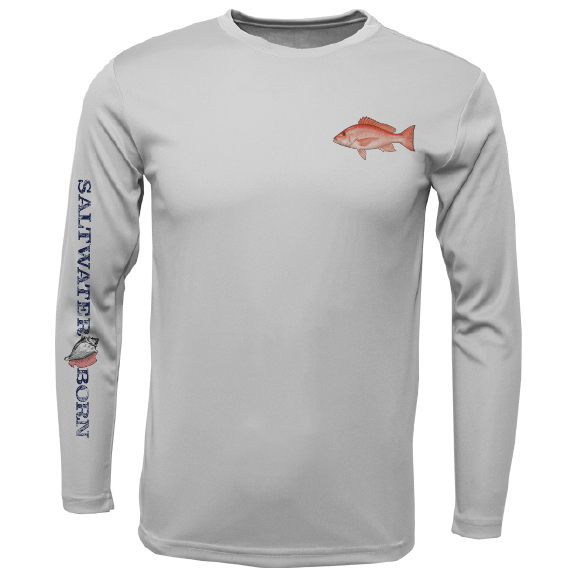 Saltwater Born UPF 50+ Long Sleeve S / SILVER Clean Snapper Long Sleeve UPF 50+ Dry-Fit Shirt