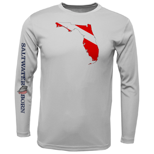 Saltwater Born UPF 50+ Long Sleeve S / SILVER Key West, FL Florida Diver Long Sleeve UPF 50+ Dry-Fit Shirt