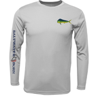 Saltwater Born UPF 50+ Long Sleeve S / SILVER Key West, FL Mahi on Chest Long Sleeve UPF 50+ Dry-Fit Shirt