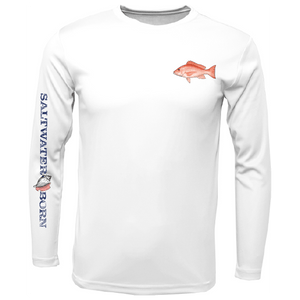 Saltwater Born UPF 50+ Long Sleeve S / WHITE Clean Snapper Long Sleeve UPF 50+ Dry-Fit Shirt