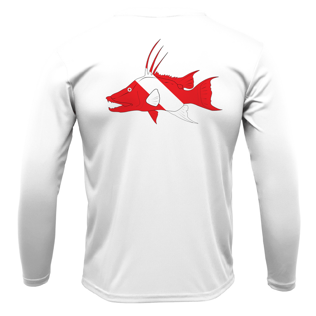 Saltwater Born UPF 50+ Long Sleeve S / WHITE Florida Keys Hogfish Diver