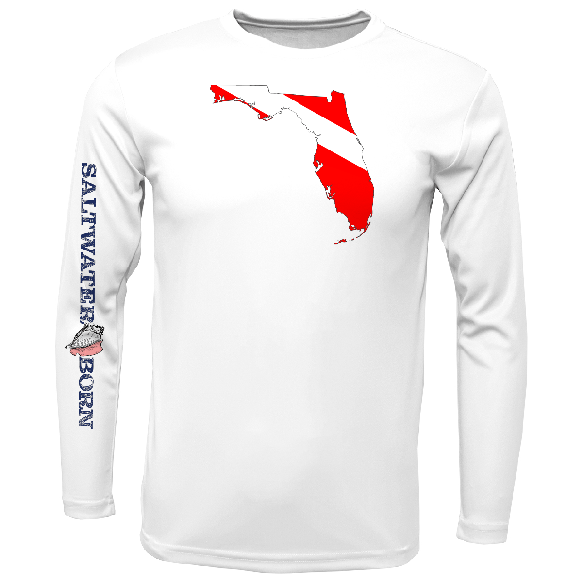 Saltwater Born UPF 50+ Long Sleeve S / WHITE Key West, FL Florida Diver Long Sleeve UPF 50+ Dry-Fit Shirt