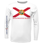 Saltwater Born UPF 50+ Long Sleeve S / WHITE Key West, FL Florida Flag Long Sleeve UPF 50+ Dry-Fit Shirt