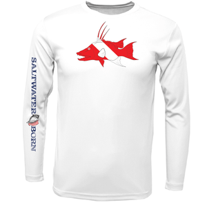 Saltwater Born UPF 50+ Long Sleeve S / WHITE Key West, FL Hogfish Diver Long Sleeve UPF 50+ Dry-Fit Shirt