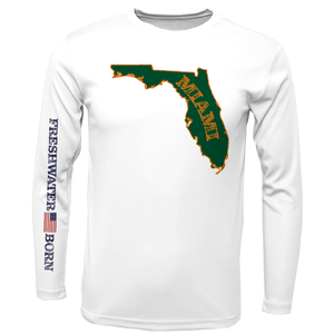 Saltwater Born UPF 50+ Long Sleeve S / WHITE Miami Orange and Green Freshwater Born Men's Long Sleeve UPF 50+ Dry-Fit Shirt