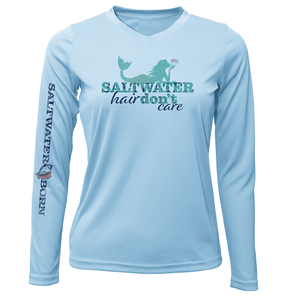 Saltwater Born UPF 50+ Long Sleeve XS / ICE BLUE Key West, FL "Saltwater Hair...Don't Care" Long Sleeve UPF 50+ Dry-Fit Shirt