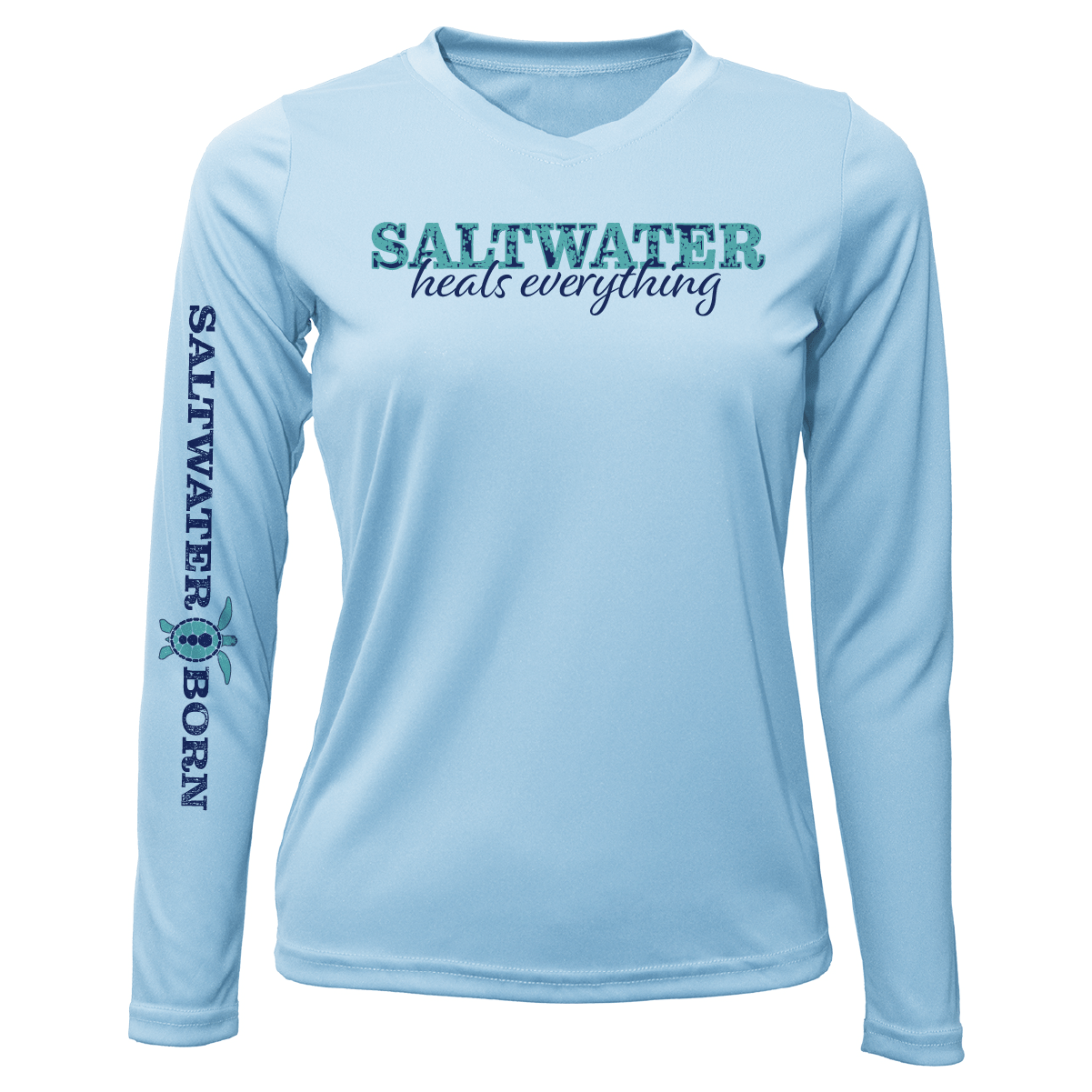 Saltwater Born UPF 50+ Long Sleeve XS / ICE BLUE Key West, FL "Saltwater Heals Everything" Long Sleeve UPF 50+ Dry-Fit Shirt