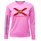 Saltwater Born UPF 50+ Long Sleeve XS / PINK Florida Flag Freshwater Born Women's Long Sleeve UPF 50+ Dry-Fit Shirt