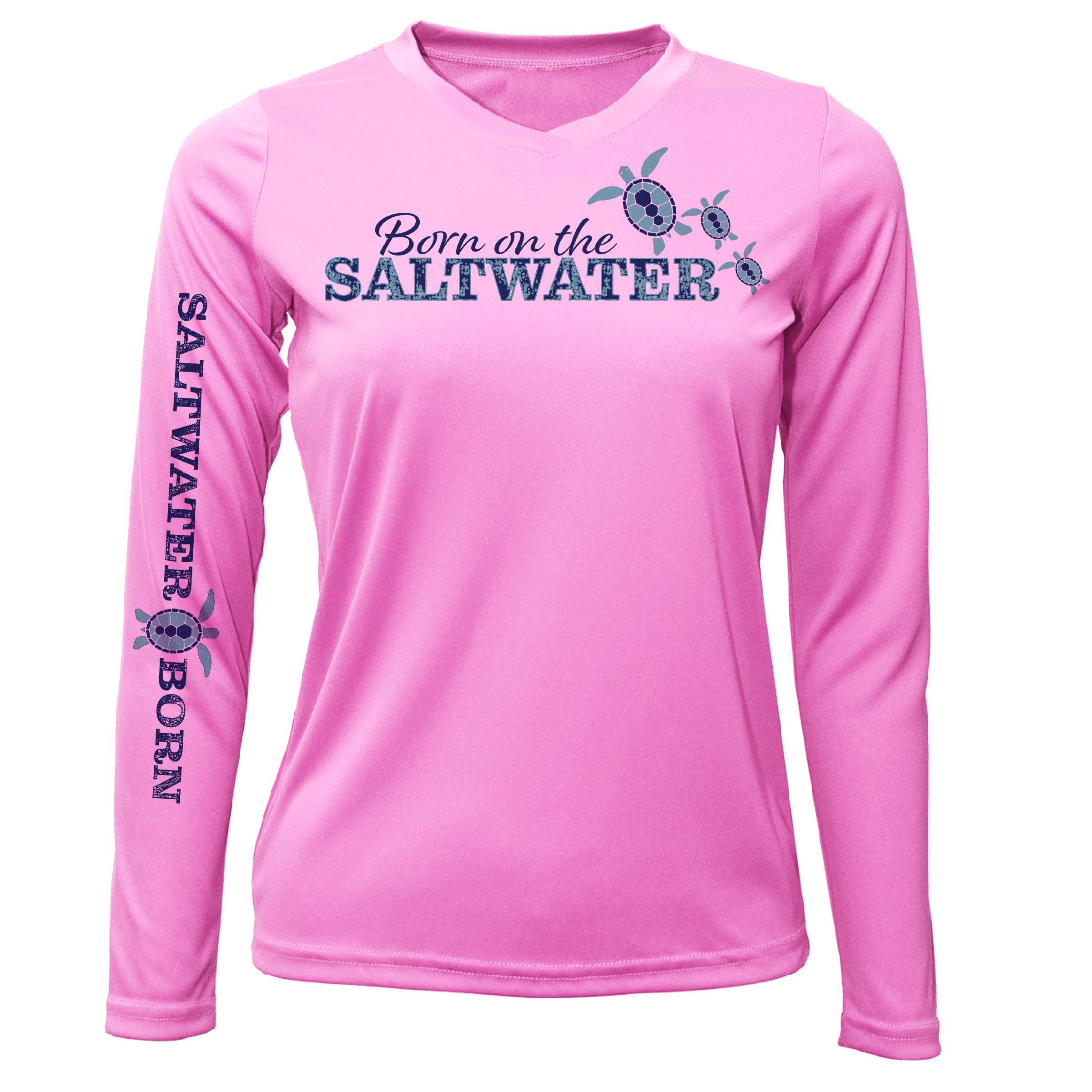 Saltwater Born UPF 50+ Long Sleeve XS / PINK Key West "Born On The Saltwater" Long Sleeve UPF 50+ Dry-Fit Shirt