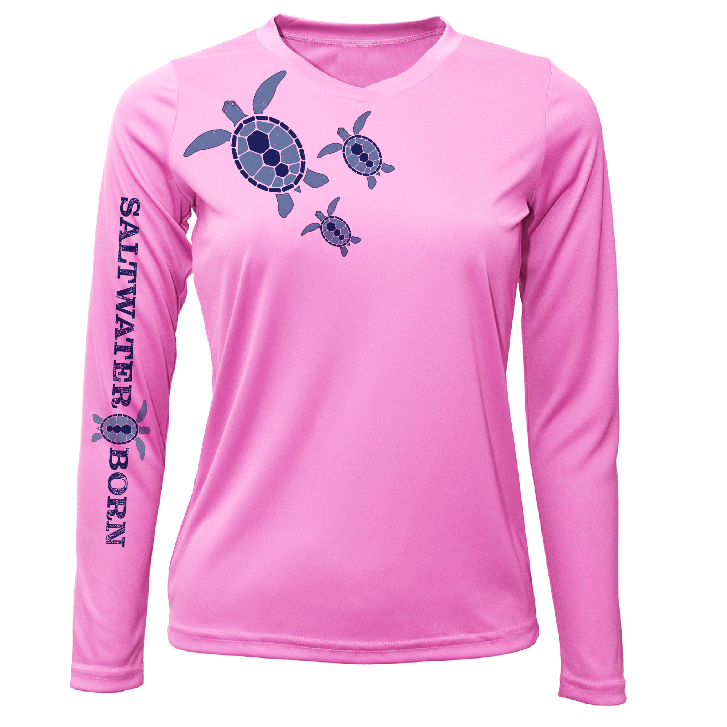 Saltwater Born UPF 50+ Long Sleeve XS / PINK Key West, FL Baby Turtles Long Sleeve UPF 50+ Dry-Fit Shirt