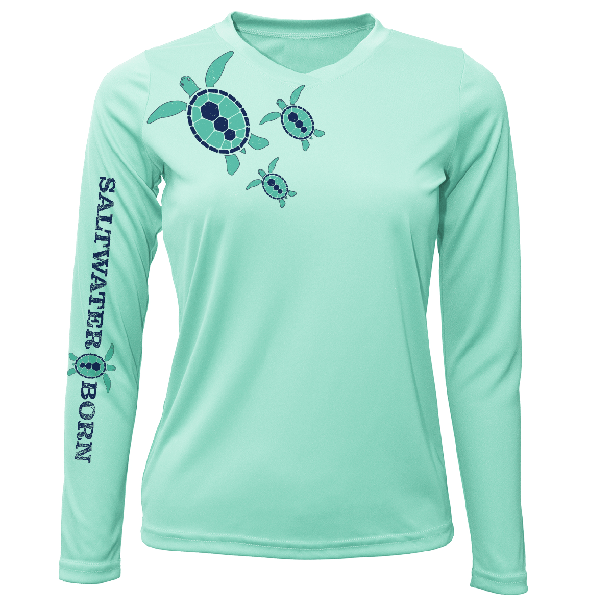 Saltwater Born UPF 50+ Long Sleeve XS / SEAFOAM Key West, FL Baby Turtles Long Sleeve UPF 50+ Dry-Fit Shirt