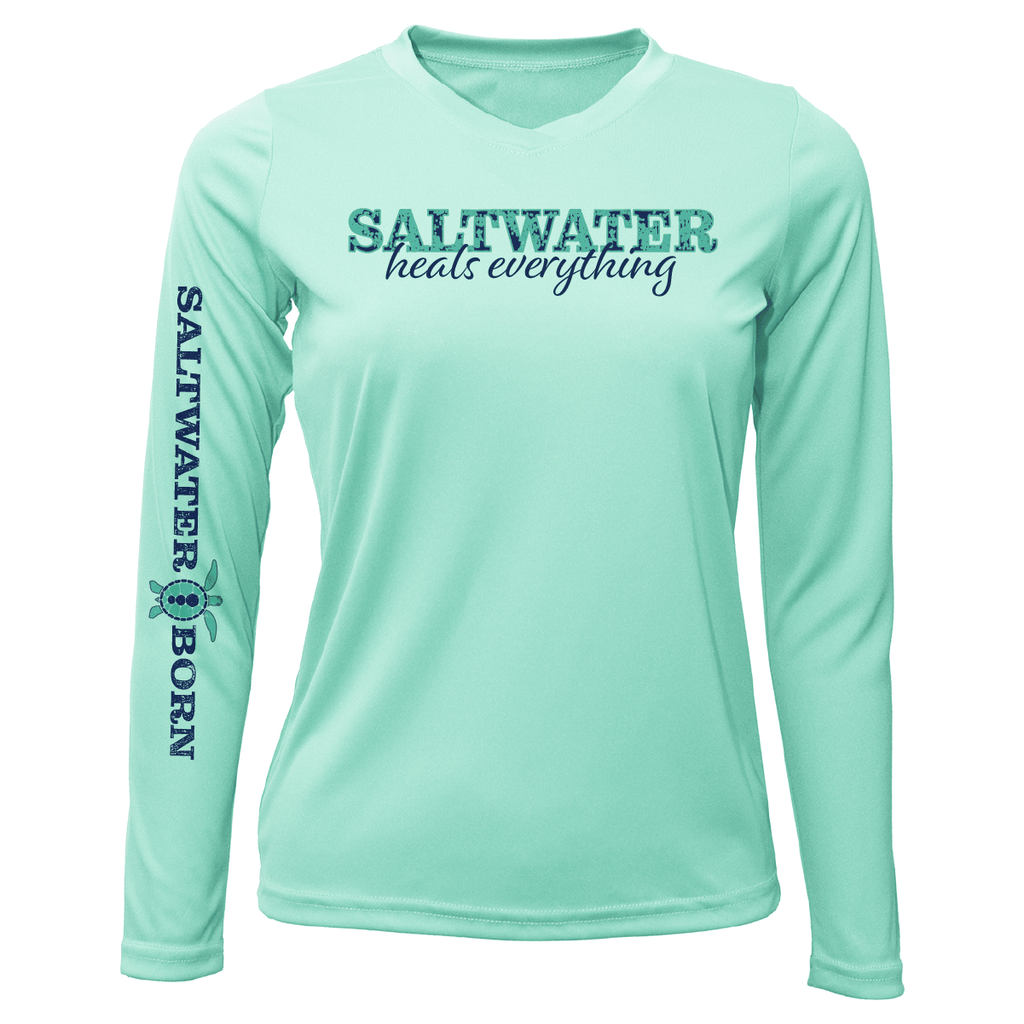 Saltwater Born UPF 50+ Long Sleeve XS / SEAFOAM Key West, FL "Saltwater Heals Everything" Long Sleeve UPF 50+ Dry-Fit Shirt