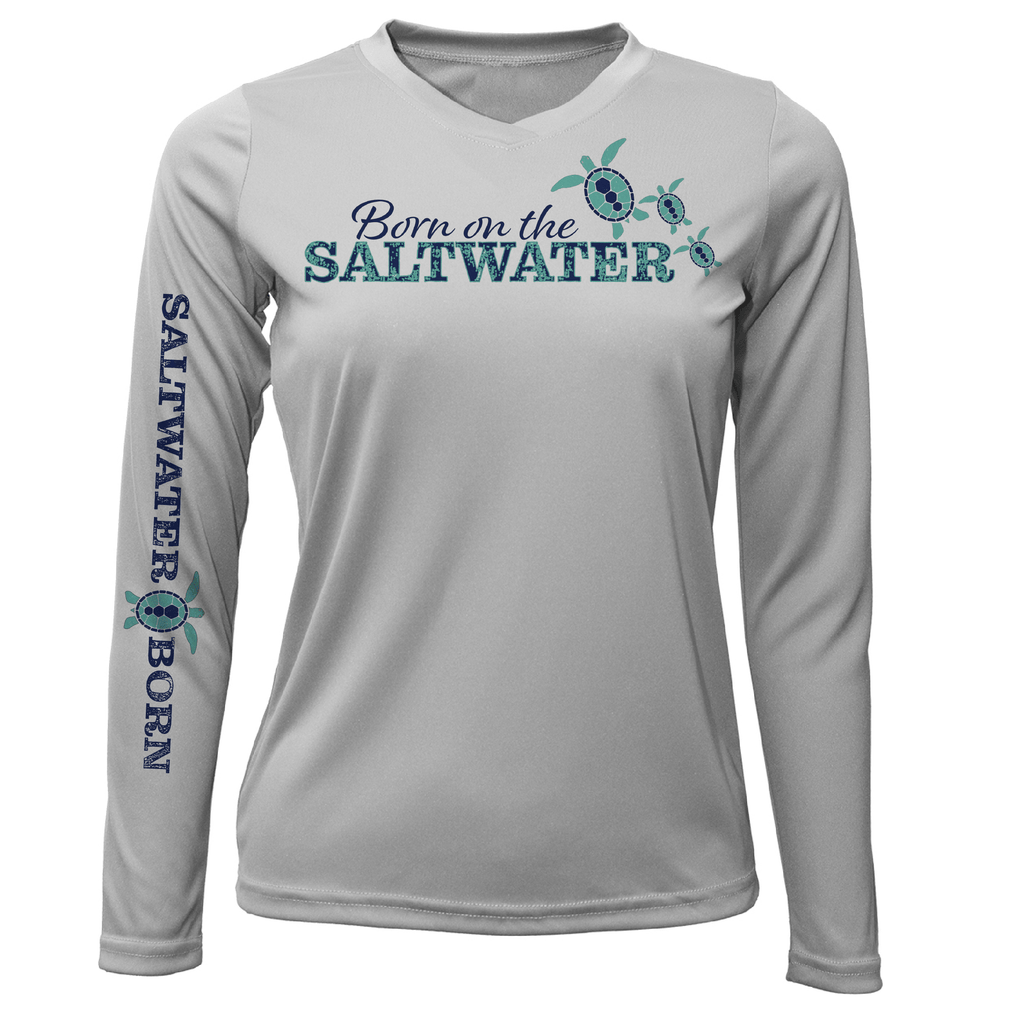 Saltwater Born UPF 50+ Long Sleeve XS / SILVER Key West "Born On The Saltwater" Long Sleeve UPF 50+ Dry-Fit Shirt