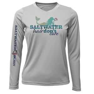 Saltwater Born UPF 50+ Long Sleeve XS / SILVER Key West, FL "Saltwater Hair...Don't Care" Long Sleeve UPF 50+ Dry-Fit Shirt
