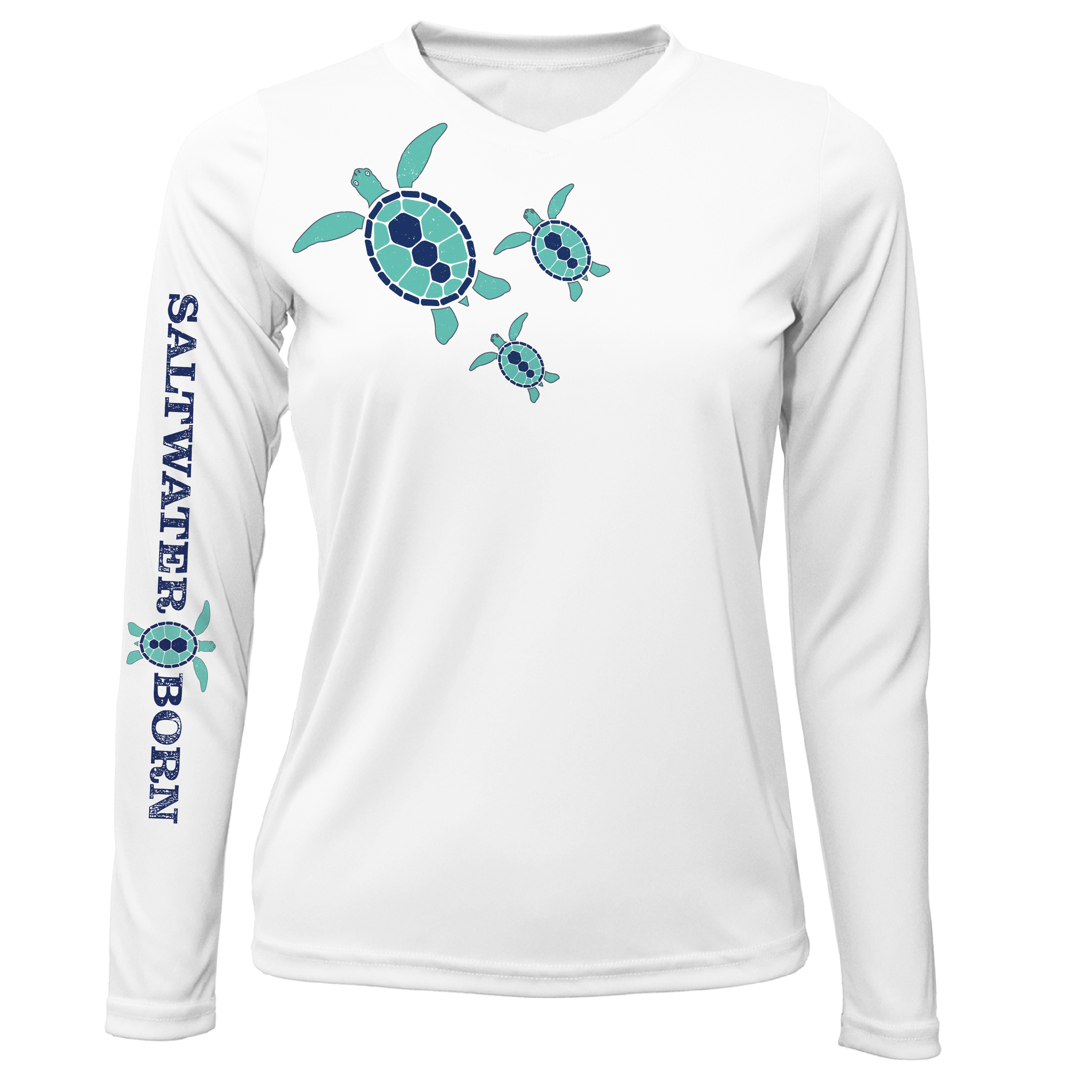 Saltwater Born UPF 50+ Long Sleeve XS / WHITE Key West, FL Baby Turtles Long Sleeve UPF 50+ Dry-Fit Shirt