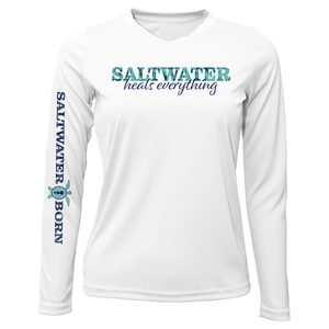 Saltwater Born UPF 50+ Long Sleeve XS / WHITE Key West, FL "Saltwater Heals Everything" Long Sleeve UPF 50+ Dry-Fit Shirt