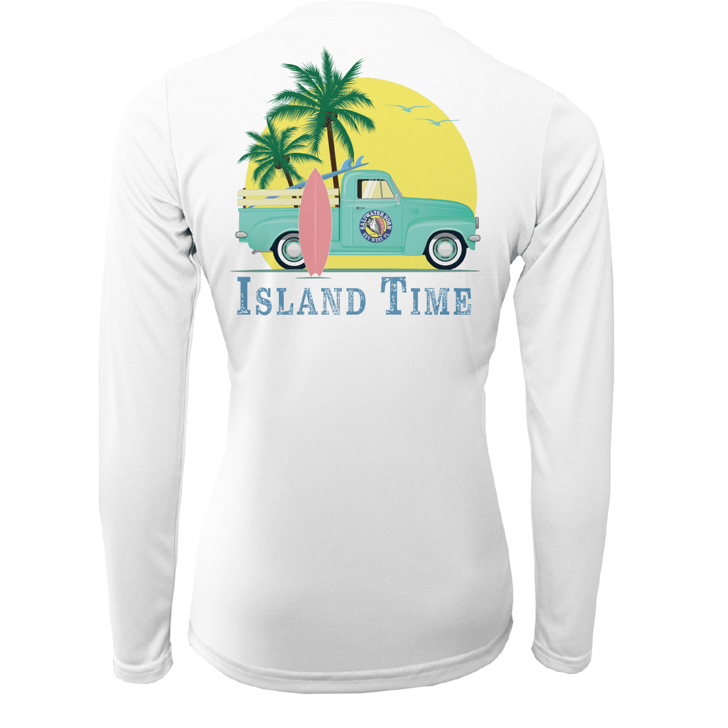 Saltwater Born UPF 50+ Long Sleeve XS / WHITE Key West Island Time Women's Long Sleeve UPF 50+ Dry-Fit Shirt