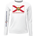 Saltwater Born UPF 50+ Long Sleeve YOUTH S / WHITE Key West, FL Florida Flag Girl's Long Sleeve UPF 50+ Dry-Fit Shirt
