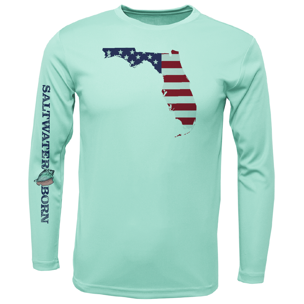 Saltwater Born UPF 50+ Long Sleeve YOUTH XS / SEAFOAM Key West, FL Florida USA Boy's Long Sleeve UPF 50+ Dry-Fit Shirt