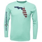 Saltwater Born UPF 50+ Long Sleeve YOUTH XS / SEAFOAM Key West, FL Florida USA Boy's Long Sleeve UPF 50+ Dry-Fit Shirt