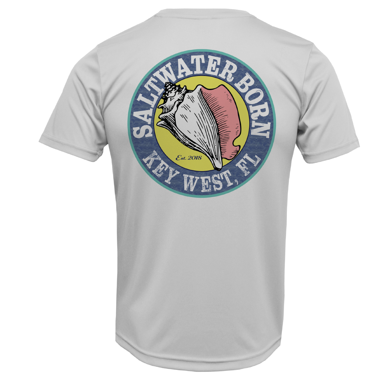 Saltwater Born UPF 50+ Short Sleeve Key West, FL Mahi on Chest Short Sleeve UPF 50+ Dry-Fit Shirt