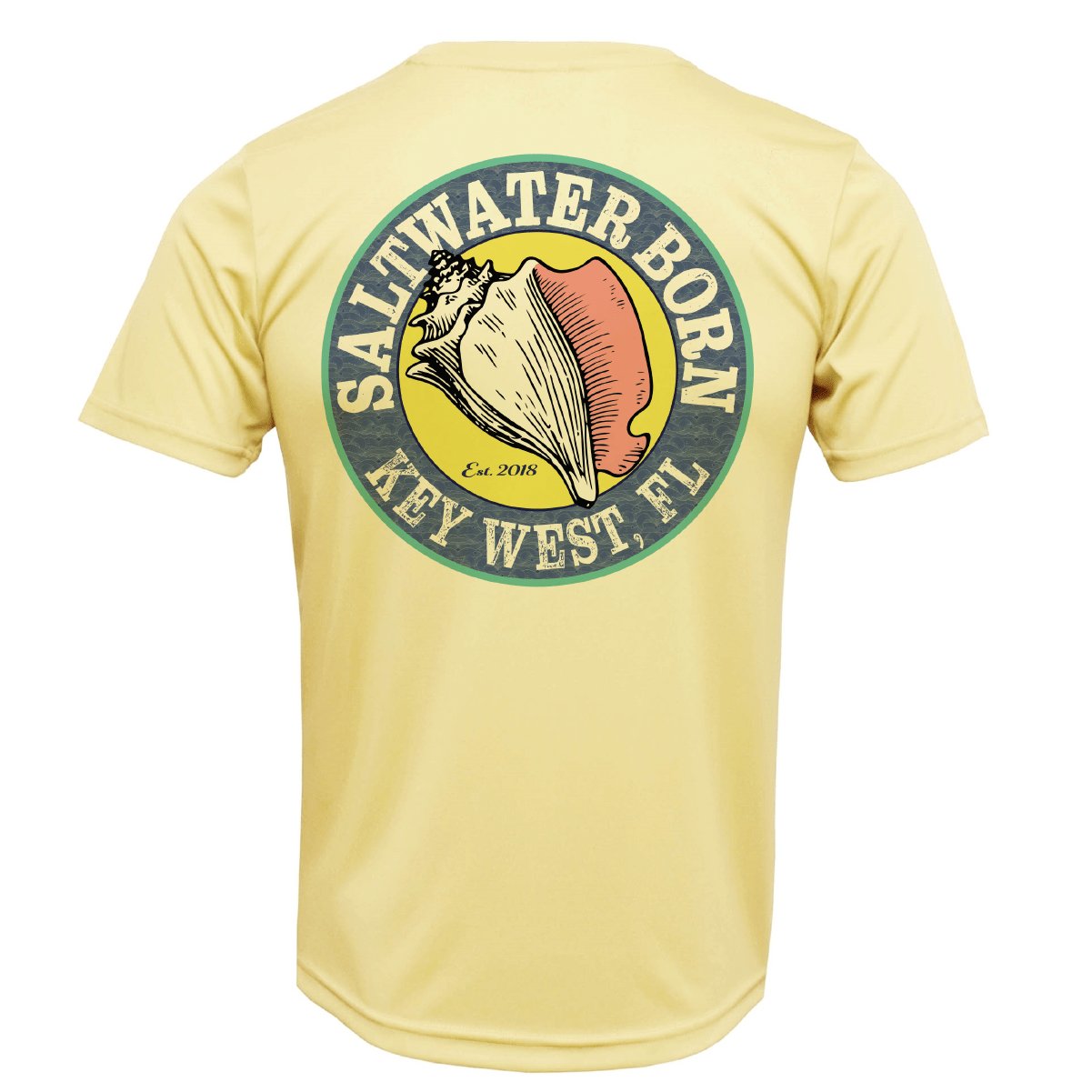 Saltwater Born UPF 50+ Short Sleeve Key West, FL Mahi on Chest Short Sleeve UPF 50+ Dry-Fit Shirt