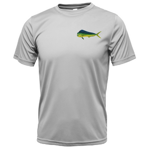 Saltwater Born UPF 50+ Short Sleeve S / SILVER Key West, FL Mahi on Chest Short Sleeve UPF 50+ Dry-Fit Shirt