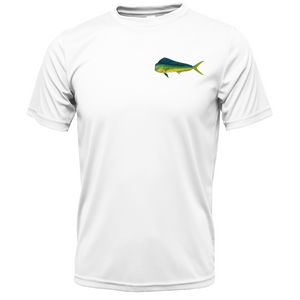 Saltwater Born UPF 50+ Short Sleeve S / WHITE Key West, FL Mahi on Chest Short Sleeve UPF 50+ Dry-Fit Shirt