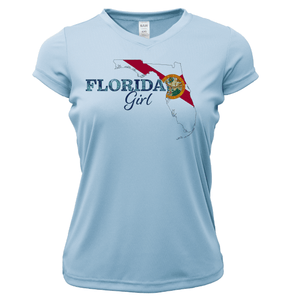 Saltwater Born UPF 50+ Short Sleeve XS / ICE BLUE Dunedin Florida Girl Women's Short Sleeve UPF 50+ Dry-Fit Shirt